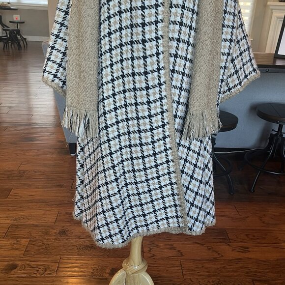 Vtg 60's Cape Reversible Wrap Coat Scarf Jacket Coat One Size S M L XL Check - Picture 3 of 16
